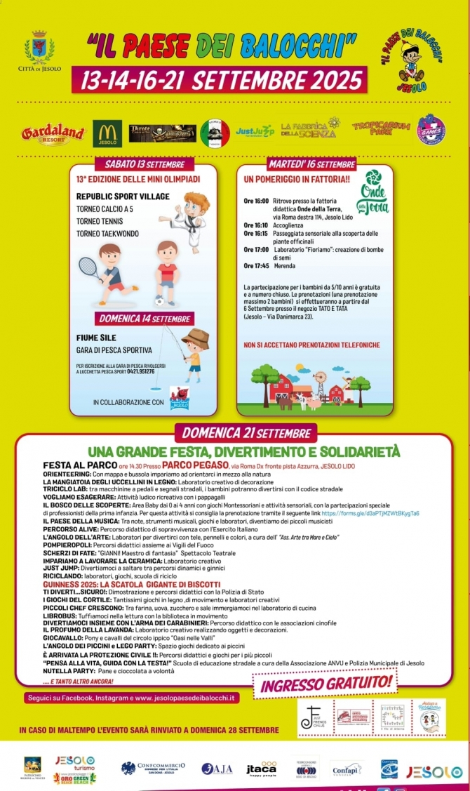 19^ EDIZIONE "IL PAESE DEI BALOCCHI JESOLO"   13-14-16-21 SETTEMBRE 2025 - IL PAESE DEI  BALOCCHI JESOLO